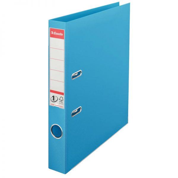 biblioraft a4 plastifiat 5 cm esselte standard albastru neon 9640