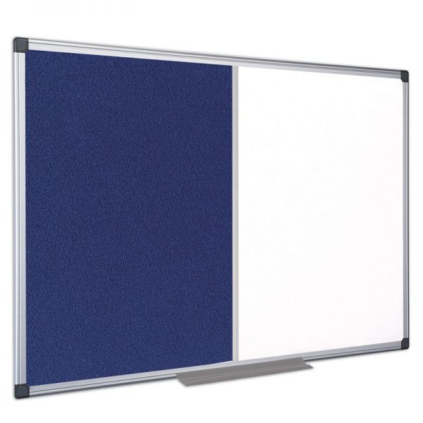 tabla combi magnetica panou din material textil cu rama din aluminiu bi office 120x180 cm albastru 9169