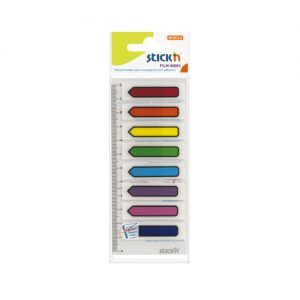 index autoadeziv din plastic transparent sageata printata color 45x12 mm stickn 8 culori neonset 15 filebuc 9306