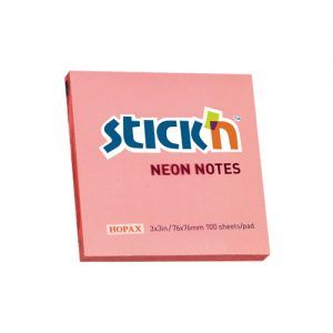 notes autoadeziv 76x76 mm stickn roz neon 100 filebuc 9372