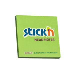 notes autoadeziv 76x76 mm stickn verde neon 100 filebuc 9374