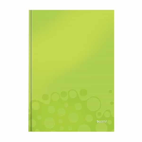 caiet de birou a4 cu coperti din carton laminat leitz wow dictando verde metalizat 80 file 10032
