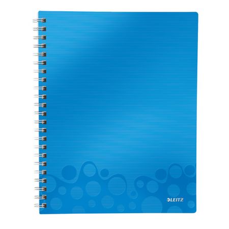 caiet de birou a4 cu coperti din plastic leitz wow dictando albastru metalizat 80 file 10053