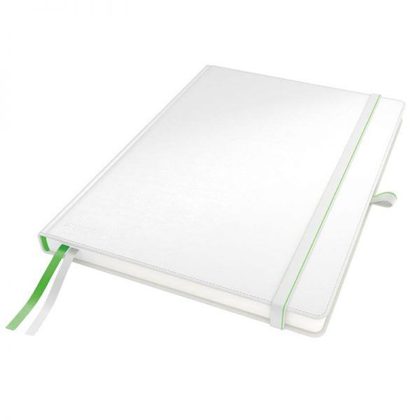 Caiet de birou A4 cu coperti imitatie piele Leitz Complete - dictando, alb (80 file)