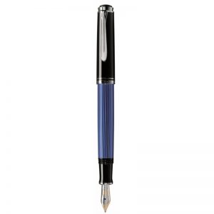STILOU SOUVERAN M805 F PENITA AUR 18K PLACAT CU PALADIU,CORP NEGRU-ALBASTRU