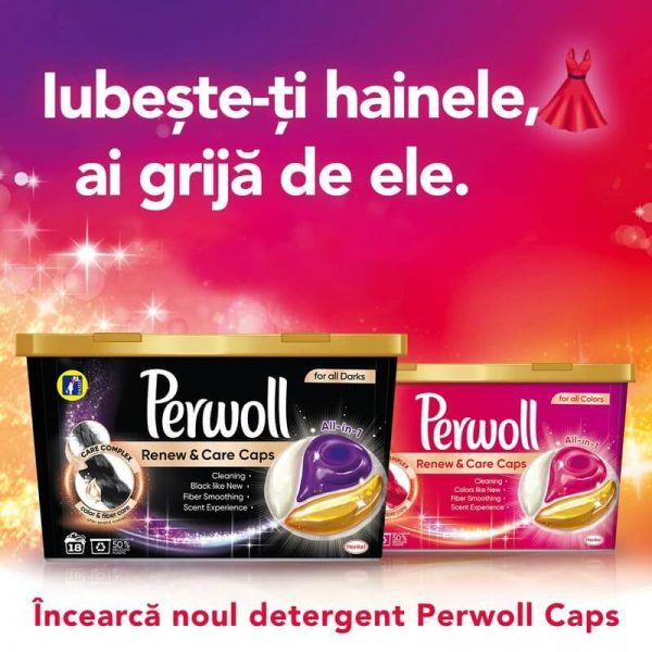Detergent capsule Perwoll Renew & Care, Black, 18 spalari - imagine 6